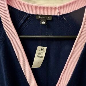 Talbots Women's Sweater in Navy and Pink